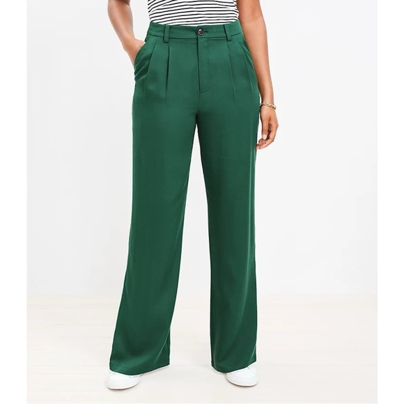 LOFT 2023 Emory Green Wide Leg Trousers - Picture 1 of 7